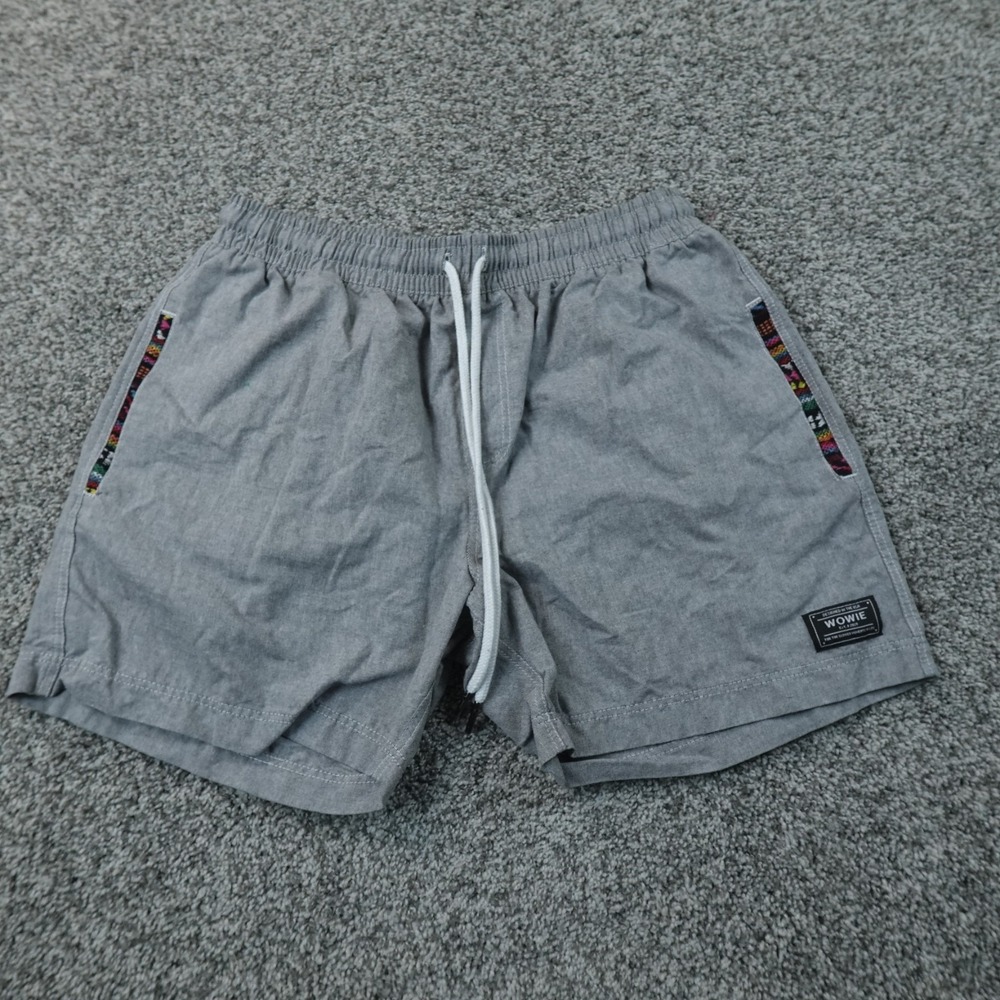 Wowie Shorts Mens M Gray Elastic Waist Drawstring Performance Workout Gym Train